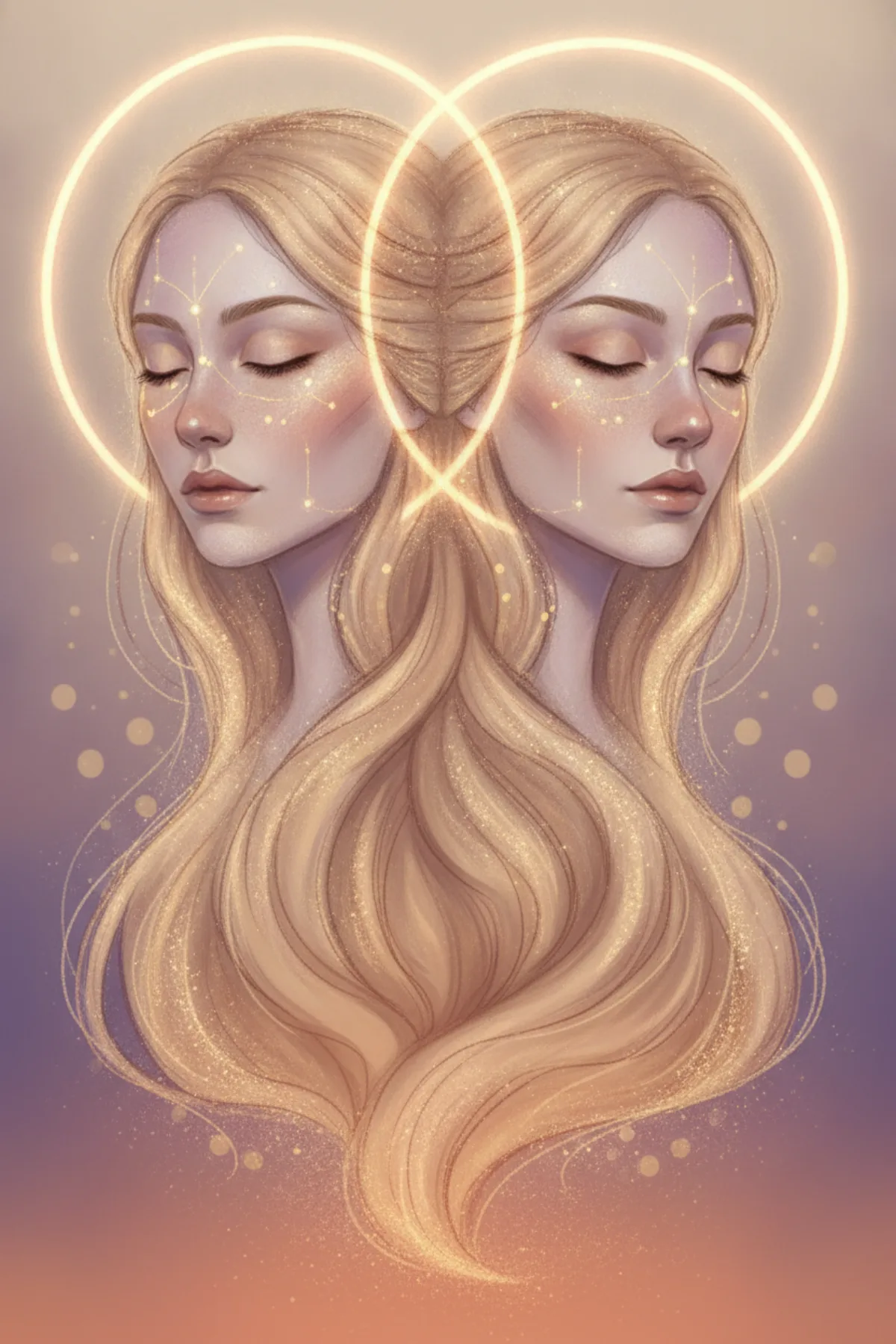 Deux visages célestes — lecture d'astrologie amoureuse Aura